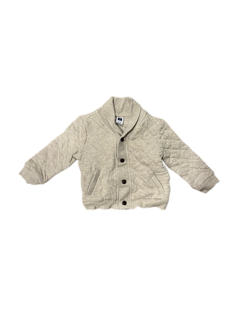 Janie and Jack 12-18m Boys Quilted Shawl Collar Button-Front Sweatshirt Jacket